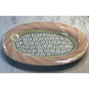 Vintage MacKenzie-Childs BEARDED IRIS Large Serving Platter 16” Garden Party